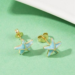 Серьги-гвоздики из латуни&nbsp;LS-EJEW-R032-07G-01