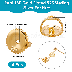 4 шт. 925 гайки для ушей из стерлингового серебра&nbsp;STER-BBC0008-61G