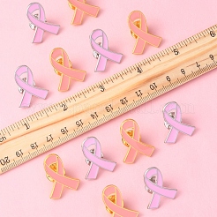 12 шт. 2 стиля розовая лента эмалированная булавка для осведомленности о раке груди&nbsp;JEWB-FS0001-08