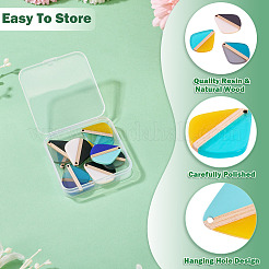 10 шт. подвески из прозрачной и непрозрачной смолы и дерева 5 цветов&nbsp;RESI-TA0004-64