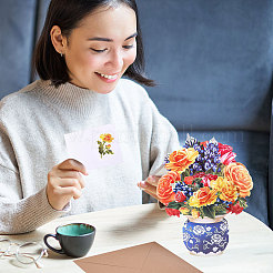 Наборы поздравительных открыток с букетом из бумажных цветов своими руками&nbsp;AJEW-WH0455-197A