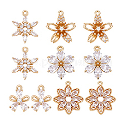 10шт 5 стиля латунные микропаве прозрачные кубические подвески из циркония&nbsp;KK-PH0012-85