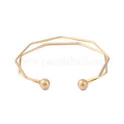 Ионное покрытие (ip) 304 нержавеющая сталь 2 линия открытые манжеты браслеты для женщин&nbsp;BJEW-S155-02G