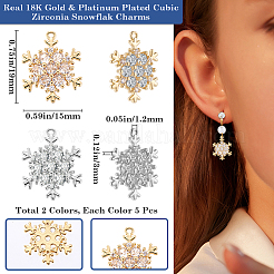 10шт 2 цвета латунные микропаве прозрачные кубические циркониевые подвески&nbsp;ZIRC-BBC0002-75