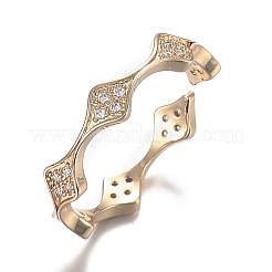 Латунные кольца из манжеты с прозрачным цирконием&nbsp;RJEW-F109-01G