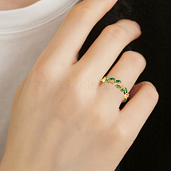 3 шт. 3-цветные латунные кольца-манжеты с микропаве из кубического циркония для женщин&nbsp;RJEW-GO0001-28A