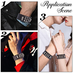 2 шт. 2 цвета браслеты из кожи с черепом на Хэллоуин для мужчин&nbsp;BJEW-GF0001-29
