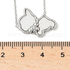 Милые ожерелья с подвеской в форме кошки из нержавеющей стали 304 с натуральным белым ракушечным узором для женщин&nbsp;NJEW-M101-01P