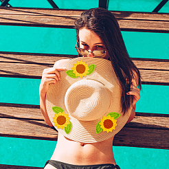 18шт 2 стиля ручная вязка шерсть подсолнух и лист&nbsp;DIY-GA0006-11