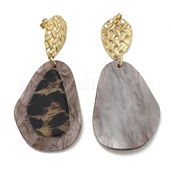 Серьги-гвоздики с леопардовым принтом из нержавеющей стали 304&nbsp;EJEW-Z084-14G-02