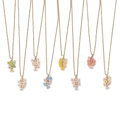 8 шт. 8-х цветные матовые прозрачные акриловые подвески-цветы&nbsp;NJEW-JN05231