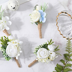 6шт. 3 стиля брошь-бутоньерка из шелковой ткани в виде цветка&nbsp;AJEW-CP0006-34