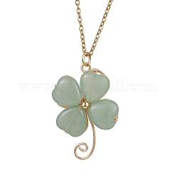 Натуральный зеленый авантюрин кулон клевер ожерелья клевер&nbsp;NJEW-JN05102-01