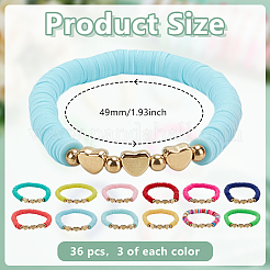 3 комплект из 36 эластичных браслетов из полимерной глины с бусинами хейши&nbsp;BJEW-GO0001-38