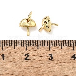 Полукруглые латунные чашеобразные подвески с жемчужными ушками&nbsp;KK-G555-08G