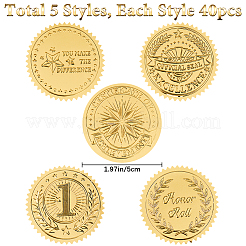 50 лист 5 видов пластиковых самоклеящихся наклеек с тиснением из золотой фольги&nbsp;DIY-CP0010-42