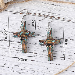 Серьги-подвески из дерева с двухсторонним принтом&nbsp;FS-WGB0329-01