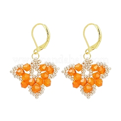 Серьги-гвоздики с застежкой-молнией в форме листа из бисера ручной работы&nbsp;EJEW-MZ00466