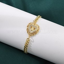 Латунные браслеты с микропаве из чистого кубического циркония&nbsp;BJEW-Z082-03G-03