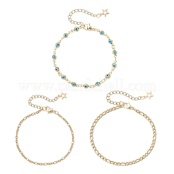 Браслеты из цепей и звеньев лампворк из нержавеющей стали 304 и сглаза для женщин&nbsp;BJEW-JB12449-02