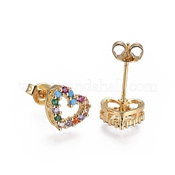 Латунные микро проложить серьги стержня кубического циркония&nbsp;EJEW-L224-25G