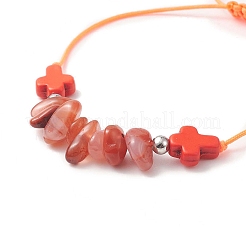 Браслет из натуральных и синтетических смешанных драгоценных камней и плетеный браслет из бусин для женщин&nbsp;BJEW-JB09254