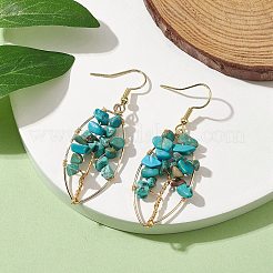 Серьги с подвесками из окрашенной натуральной говлитовой крошки «Древо жизни»&nbsp;EJEW-JE05730-01