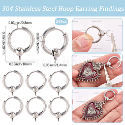 24 шт. фурнитура для сережек-колец из нержавеющей стали 304&nbsp;FIND-SC0017-16B