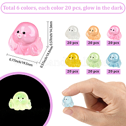 120 шт. 6-цветные светящиеся прозрачные смоляные украшения в виде осьминога&nbsp;RESI-SP0001-46