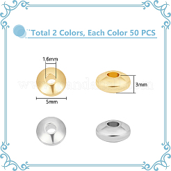 100 шт. 2-х цветные гладкие бусины-рондели из нержавеющей стали марки 304&nbsp;STAS-UN0057-09