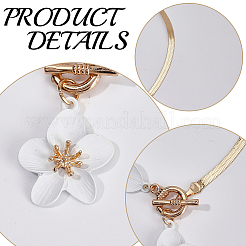 Браслеты на ногу с подвесками из белого цветка из сплава и пластика для женщин&nbsp;AJEW-WH20080-95A