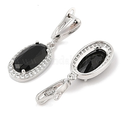 Латунные серьги-гвоздики с паве из кубического циркония овальной формы для женщин&nbsp;EJEW-I304-24P-11