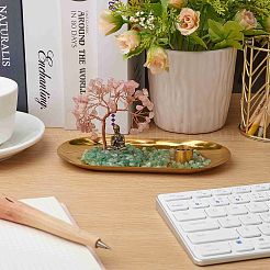 Натуральный розовый кварц с крошкой зеленого авантюрина с латунным держателем для курильницы&nbsp;DJEW-G027-19RG-03