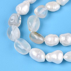 Натуральные самородки агата цвета вишни и нити бусин из натурального культивированного пресноводного жемчуга&nbsp;PEAR-N023-01A-05