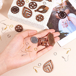 Наборы для самодельных сережек-подвесок из орехового дерева&nbsp;DIY-TA0011-07