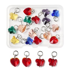 16 шт. 8-х цветные граненые прозрачные стеклянные подвески&nbsp;GLAA-FP0001-14