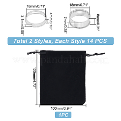 28 шт. 2 размера 201 нержавеющая сталь рифленые кольца для пальцев&nbsp;STAS-UN0048-54