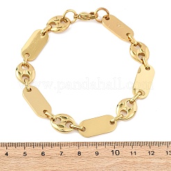 Браслеты из нержавеющей стали 304 в форме овальных звеньев и «свиного носа» для женщин.&nbsp;BJEW-F527-04G