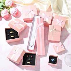 12 шт. 6 стиля прямоугольные квадратные бумажные коробки для хранения комплектов ювелирных изделий с бантом&nbsp;CON-CJ0001-27