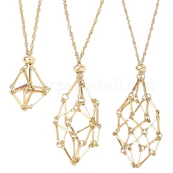 3 шт. 3 стиля 304 нержавеющая сталь пустой макраме мешочек кулон сингапурская цепочка ожерелье изготовление&nbsp;NJEW-JN05283