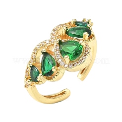 Регулируемые манжетные кольца с микропаве из кубического циркония из латуни&nbsp;RJEW-C131-02G