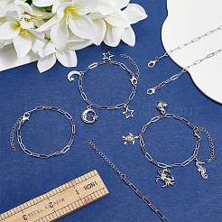 12 шт. браслеты-цепочки-скрепки из нержавеющей стали 304 для мужчин и женщин&nbsp;BJEW-SC0001-63P