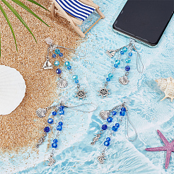 6 шт. 2 стиля стеклянных и сплавных мобильных ремешков&nbsp;HJEW-SC0001-89