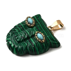 Подвески из синтетического малахита и синтетической бирюзы&nbsp;G-Z090-02G-08