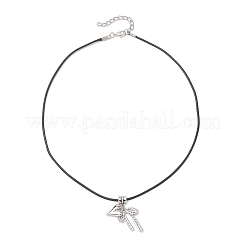 Женские ожерелья из черного вощеного шнура с подвеской в виде сердца из сплава&nbsp;NJEW-JN05541