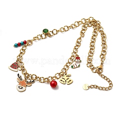 Женские рождественские ожерелья с кулоном в виде колокольчика из нержавеющей стали 304&nbsp;LS-NJEW-Z092-02G