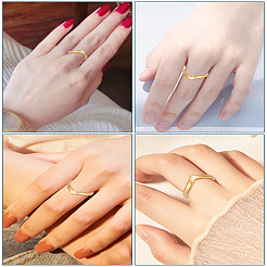 1 шт. кольцо из нержавеющей стали с шевроном и синим цирконом для женщин - элегантные украшения&nbsp;RJEW-LP0001-15B