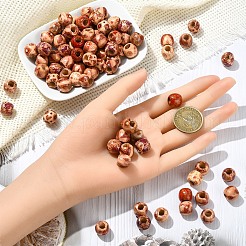 100шт деревянные окрашенные бусины с принтом&nbsp;WOOD-YW0001-56