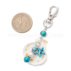 Подвеска в виде морской звезды из натуральной ракушки и синтетической бирюзы&nbsp;HJEW-JM03641-01