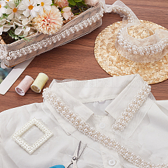 2 ярд кружевной отделки из полиэстера и пластиковых жемчужных бусин&nbsp;OCOR-GA0002-85